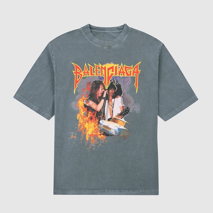 バレンシアガメンズグレークルーネック半袖Tシャツl01498