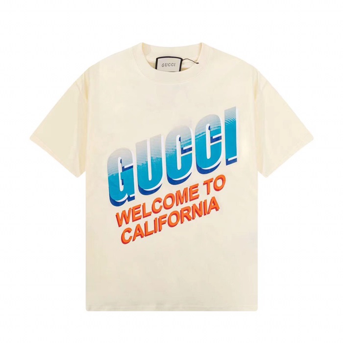 グッチメンズアイボリークルーネック半袖Tシャツc04851