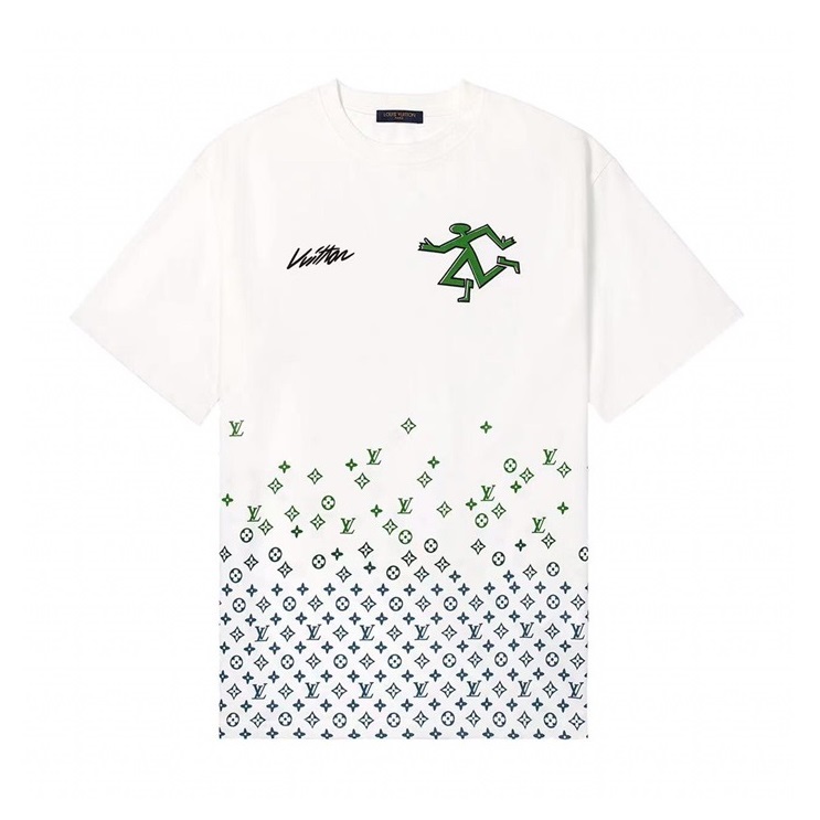 ルイヴィトンメンズホワイトクルーネック半袖Tシャツu04345