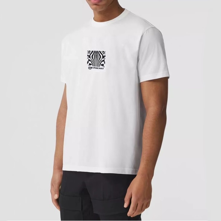 バーバリーメンズホワイトクルーネック半袖Tシャツr04334