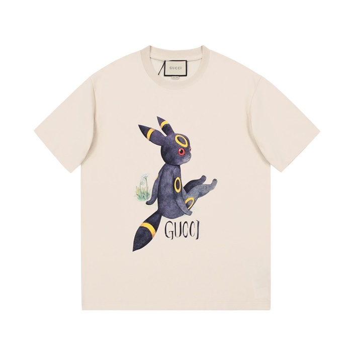 グッチメンズアイボリークルーネック半袖Tシャツc04852