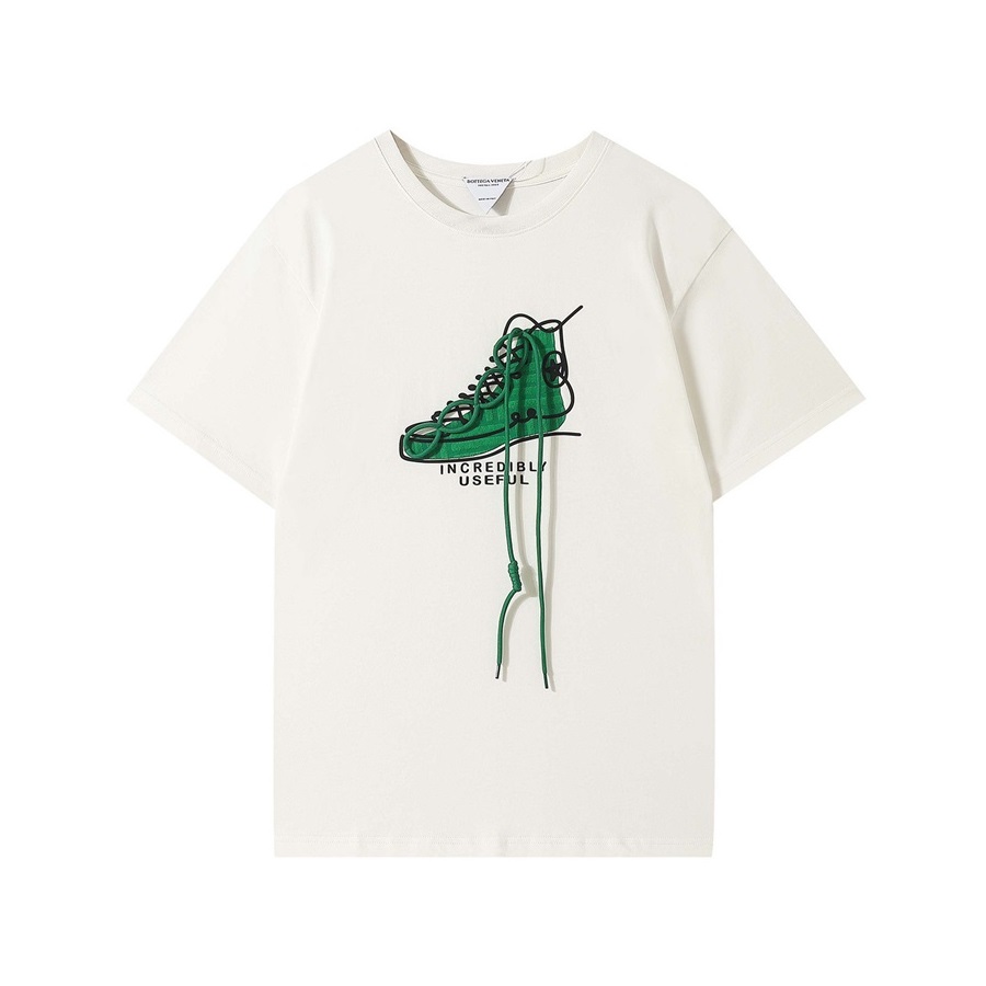 ボッテガヴェネタユニセックスクルーネックホワイト半袖Tシャツt0274