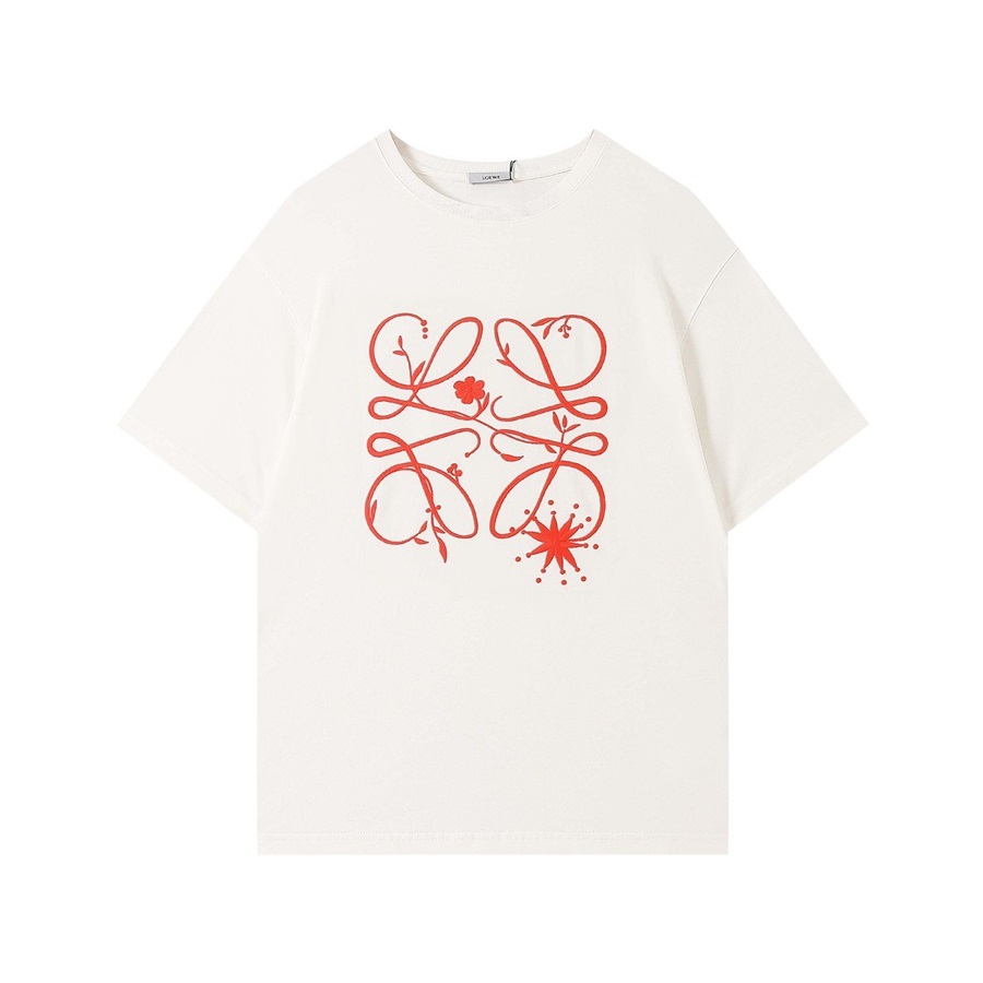 ロエベメンズイニシャルアイボリー半袖Tシャツe0608