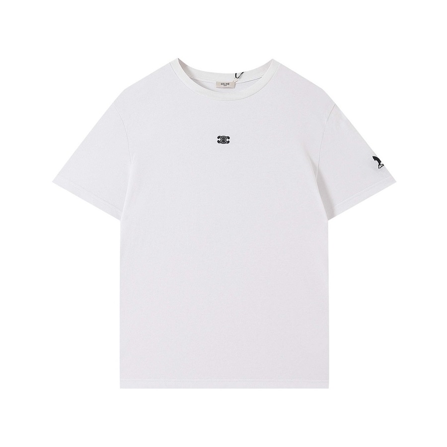 セリーヌメンズクルーネックホワイト半袖Tシャツl0261