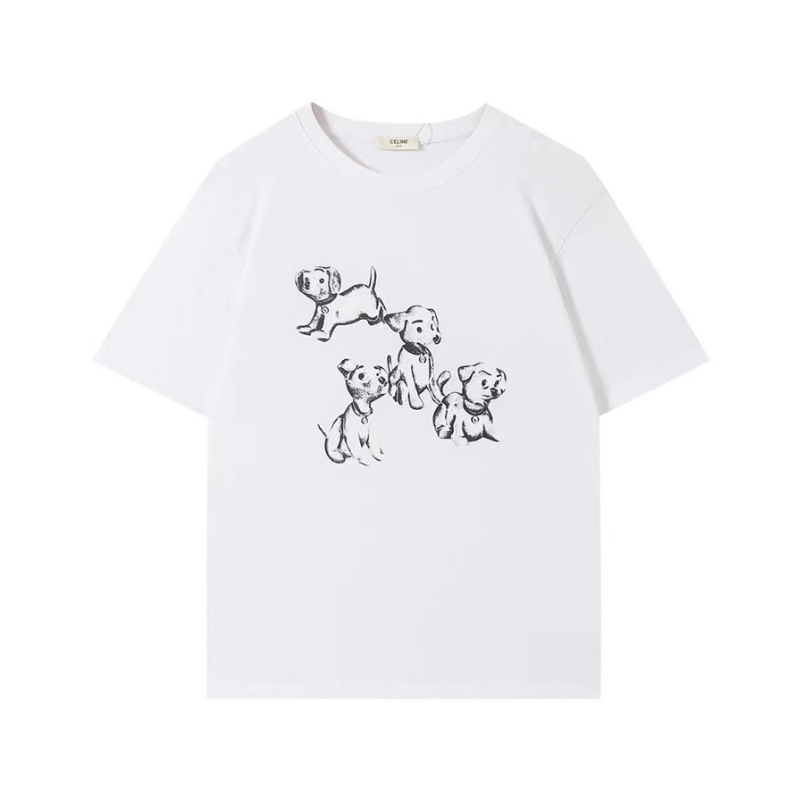 セリーヌメンズクルーネックホワイト半袖Tシャツl262