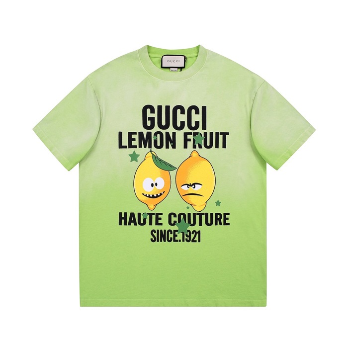 グッチメンズグリーンクルーネック半袖Tシャツc04857