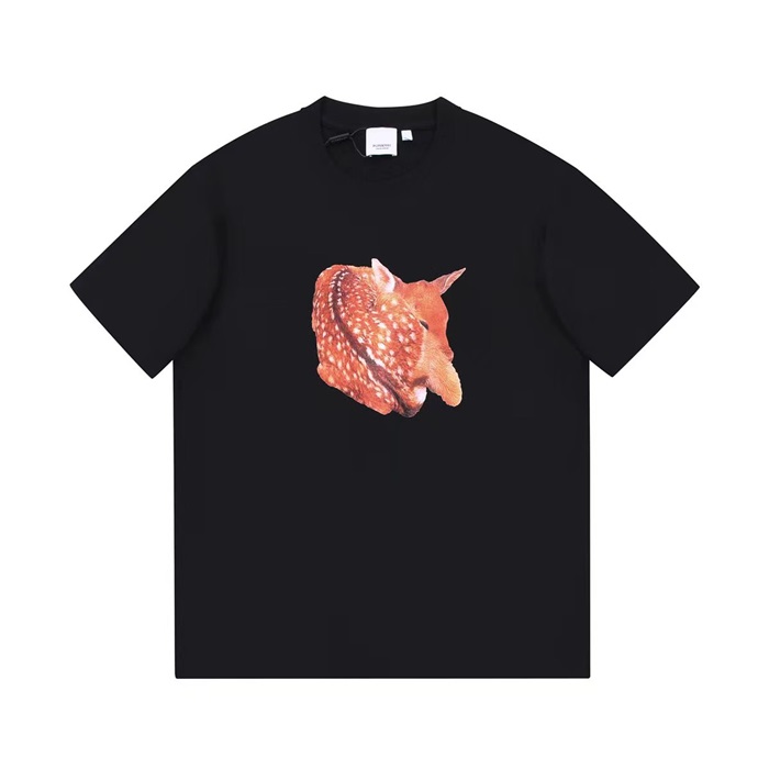 バーバリーメンズブラッククルーネック半袖Tシャツr04338