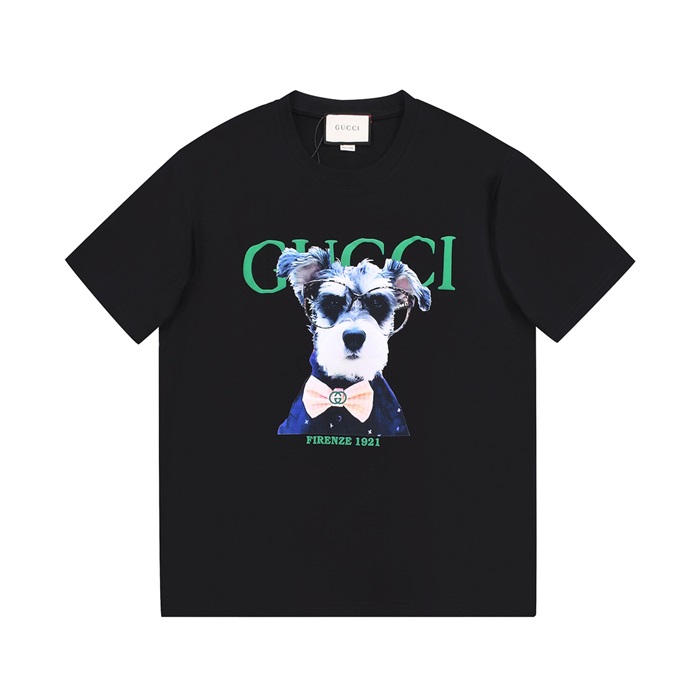 グッチメンズブラッククルーネック半袖Tシャツc04861
