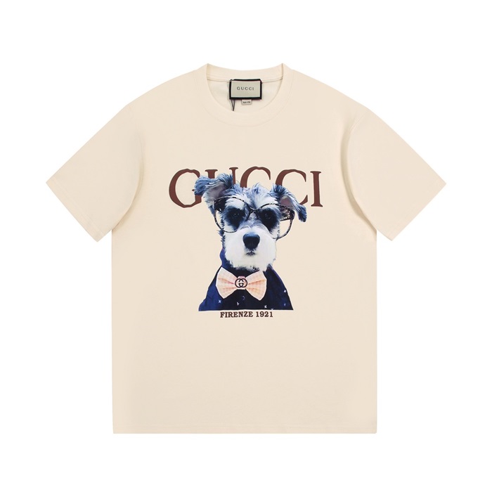 グッチメンズアイボリークルーネック半袖Tシャツc04862