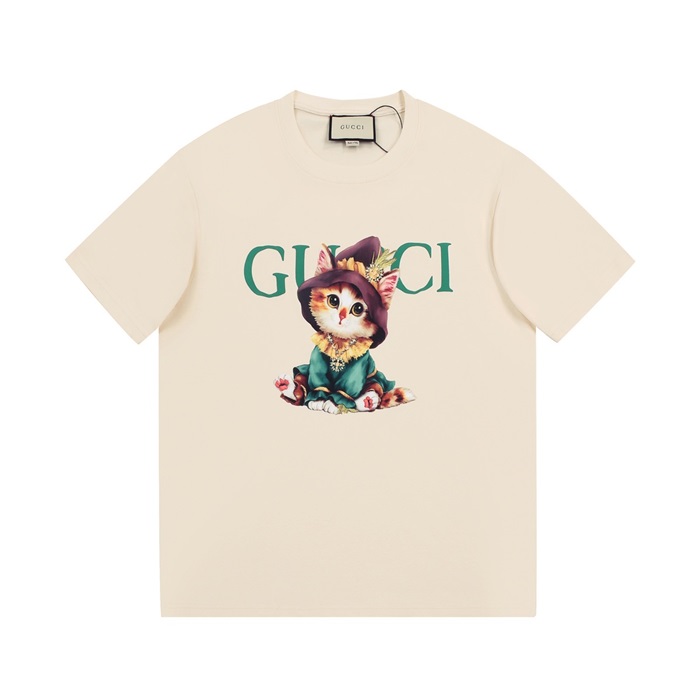 グッチメンズアイボリークルーネック半袖Tシャツc04864