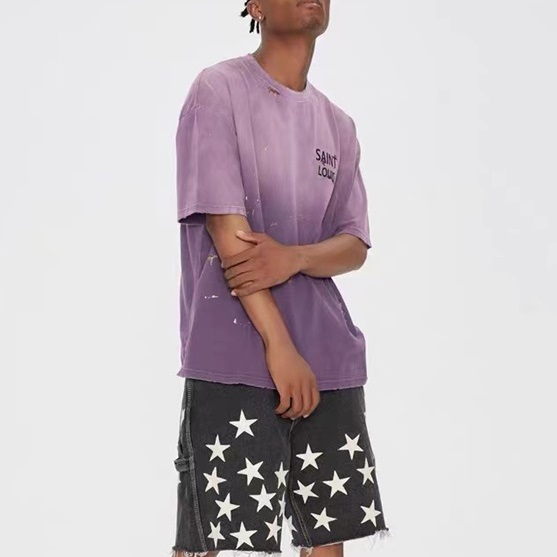 ルイヴィトンメンズパープルクルーネック半袖Tシャツu04857