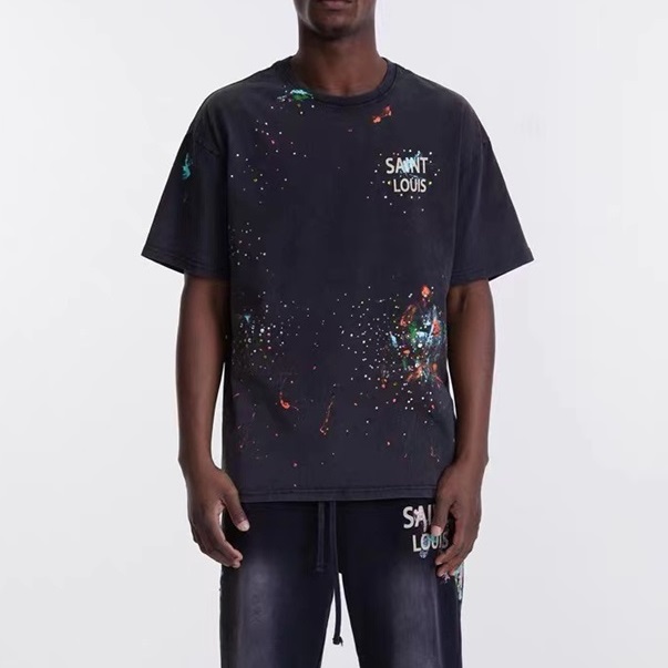 ルイヴィトンメンズブラッククルーネック半袖Tシャツu04858