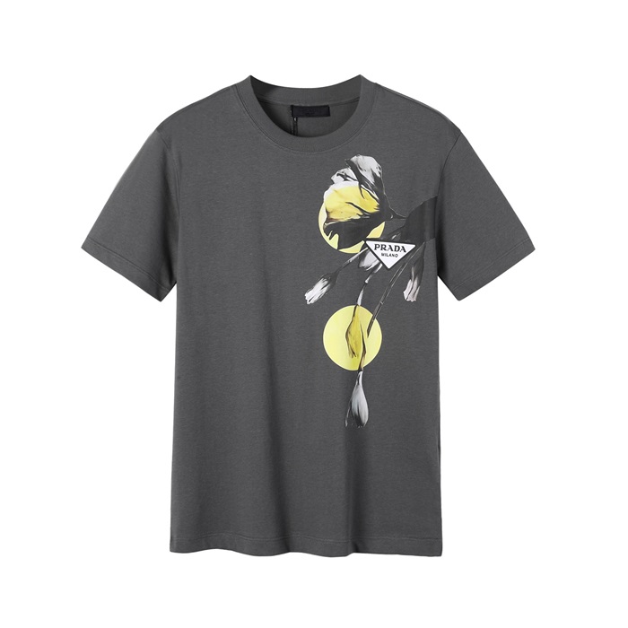 プラダメンズクルーネックグレー半袖Tシャツa02699