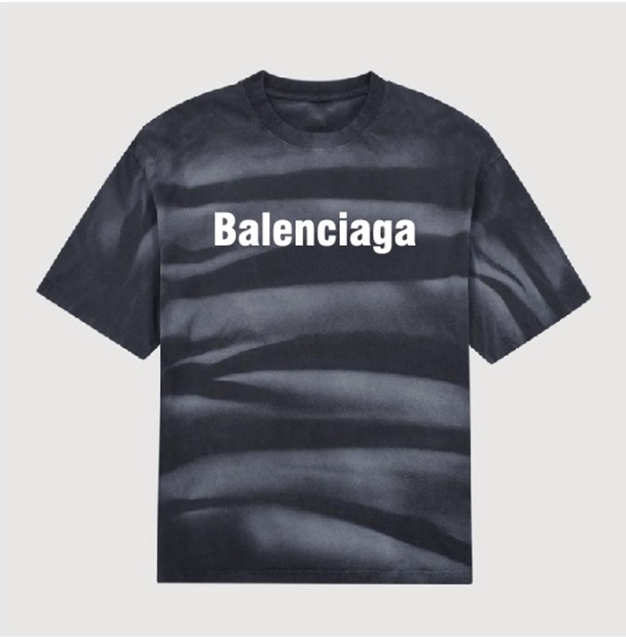 バレンシアガメンズクルーネックブラック半袖Tシャツl01541