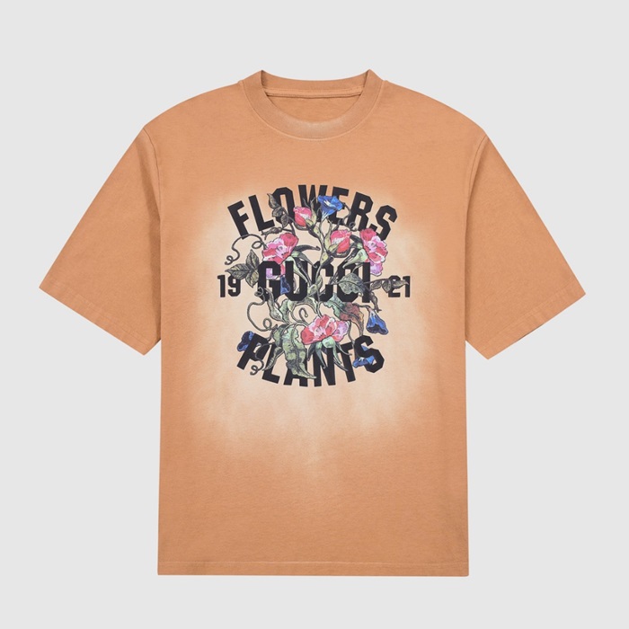 グッチメンズキャメルクルーネック半袖Tシャツc04865