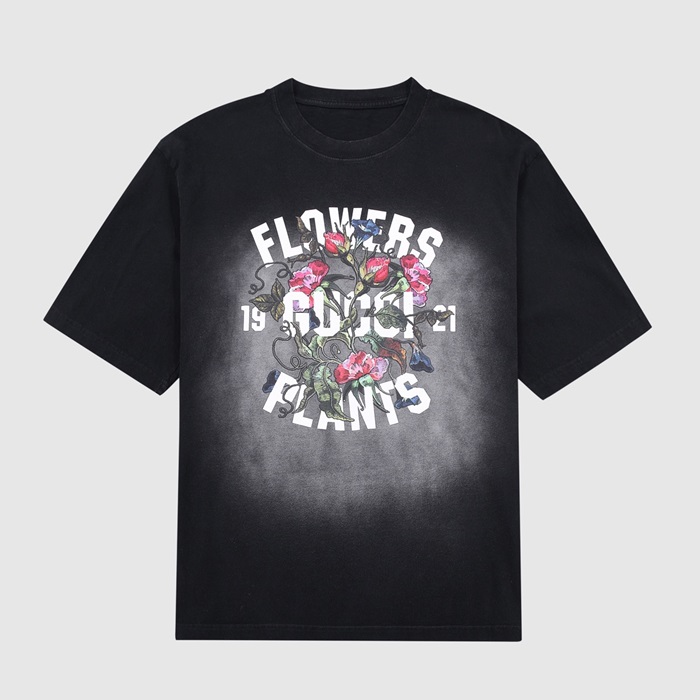 グッチメンズブラッククルーネック半袖Tシャツc04867