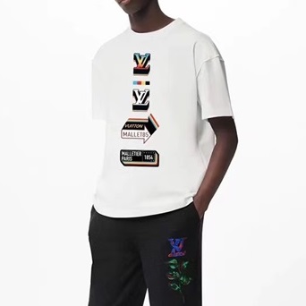 ルイヴィトンメンズホワイトクルーネック半袖Tシャツu04859