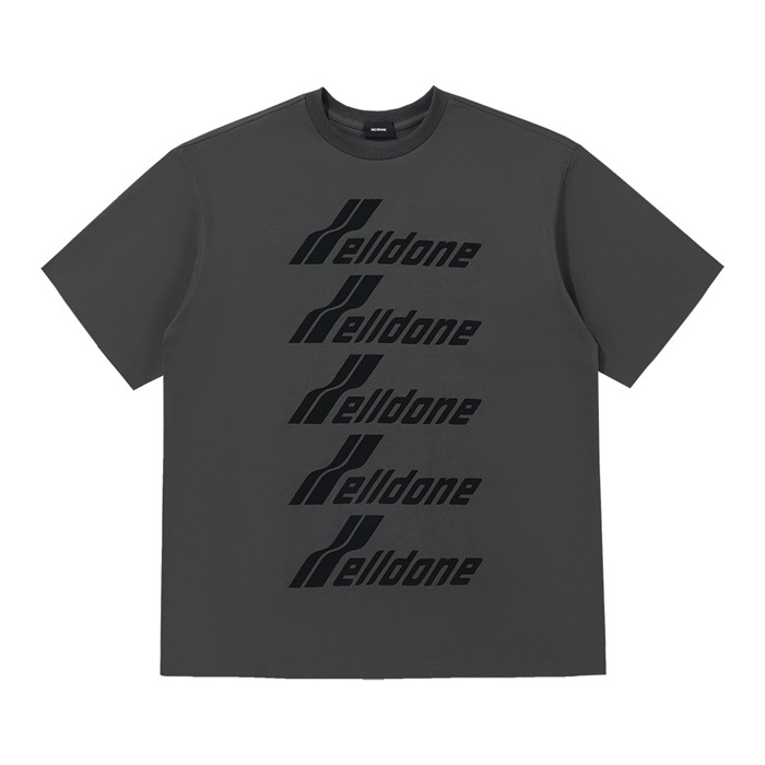 ウェルダンユニセックスクルーネックグレー半袖Tシャツl0069