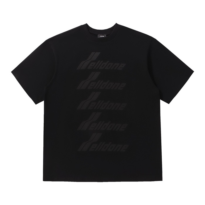 ウェルダンユニセックスクルーネックブラック半袖Tシャツl0071