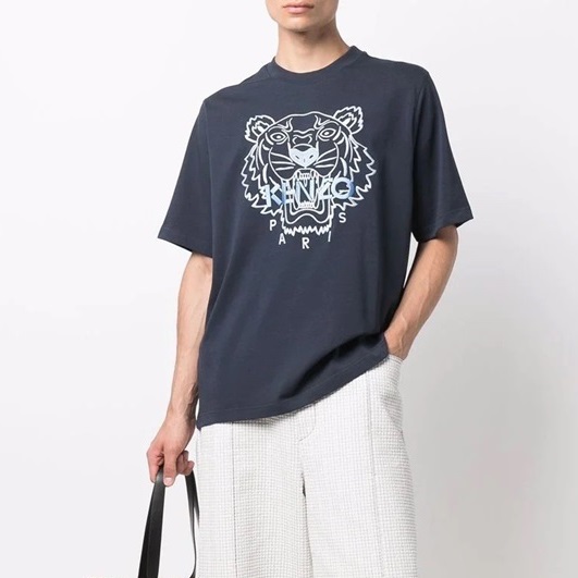 ケンゾーメンズネイビークルーネック半袖Tシャツn0196