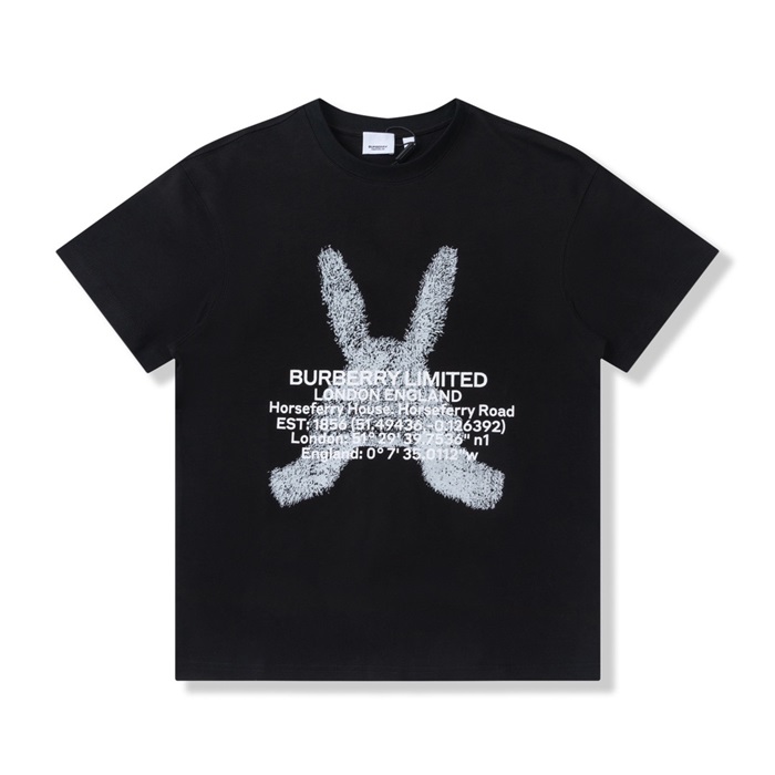 バーバリーメンズブラッククルーネック半袖Tシャツr04343