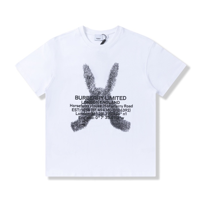 バーバリーメンズホワイトクルーネック半袖Tシャツr04344