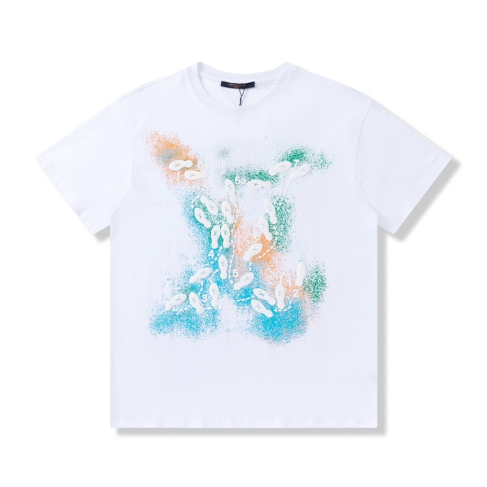 ルイヴィトンユニセックスホワイトクルーネック半袖Tシャツu04864