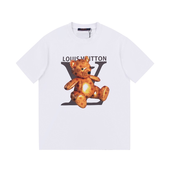 ルイヴィトンユニセックスホワイトクルーネック半袖Tシャツu04873