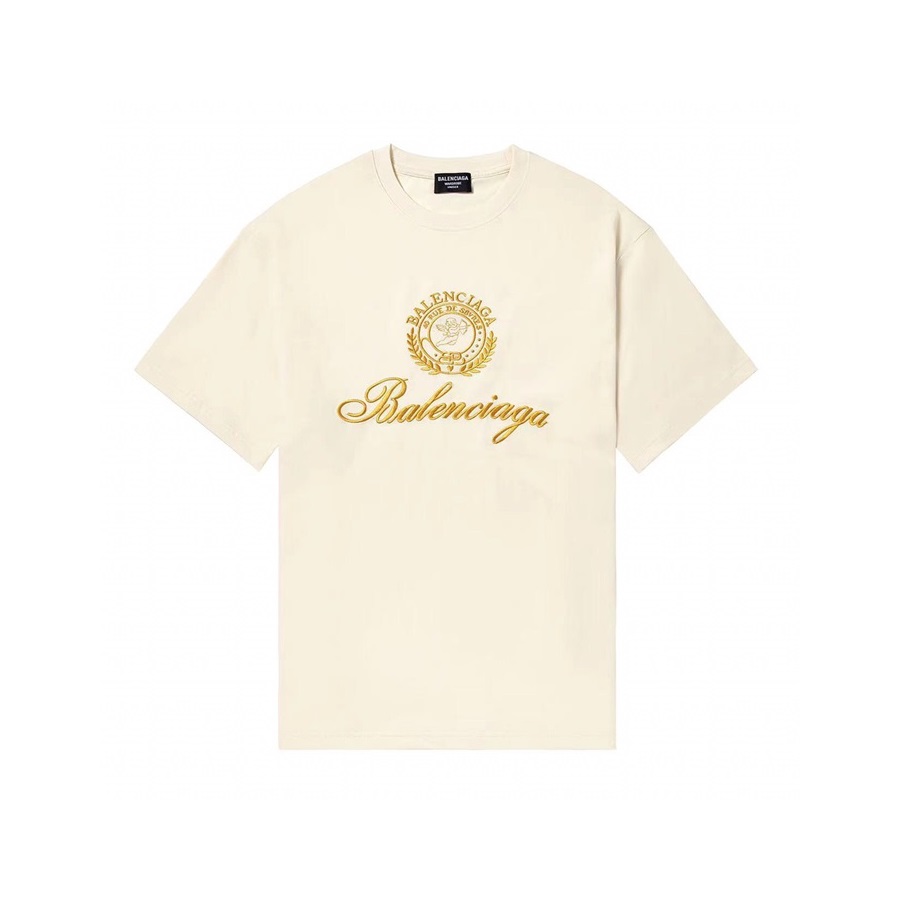 バレンシアガメンズクルーネックアイボリー半袖Tシャツl01553