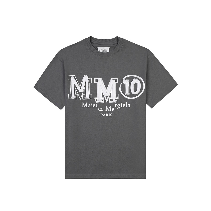 メゾンマルジェラユニセックスクルーネックグレー半袖Tシャツi0091