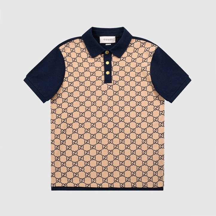 グッチメンズネイビーポロ半袖Tシャツc04873