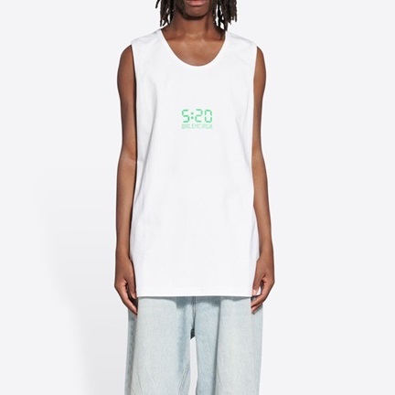 バレンシアガメンズクルーネックホワイト半袖Tシャツl01554