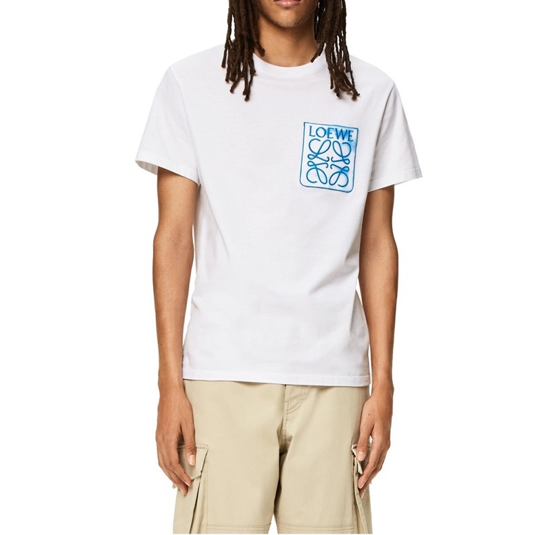 ロエベメンズイニシャルホワイト半袖Tシャツe0612