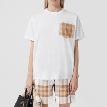 バーバリーユニセックスホワイトクルーネック半袖Tシャツr04350