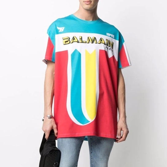 バルマンメンズユニークブルー半袖Tシャツm0158