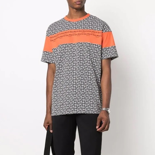 バルマンメンズユニークブラック半袖Tシャツm0159