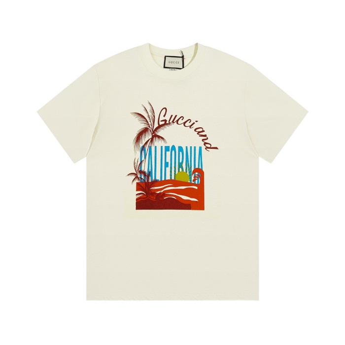 グッチユニセックスアイボリークルーネック半袖Tシャツc04887