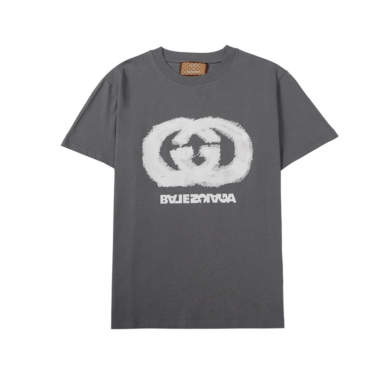 バレンシアガメンズクルーネックグレー半袖Tシャツl01559