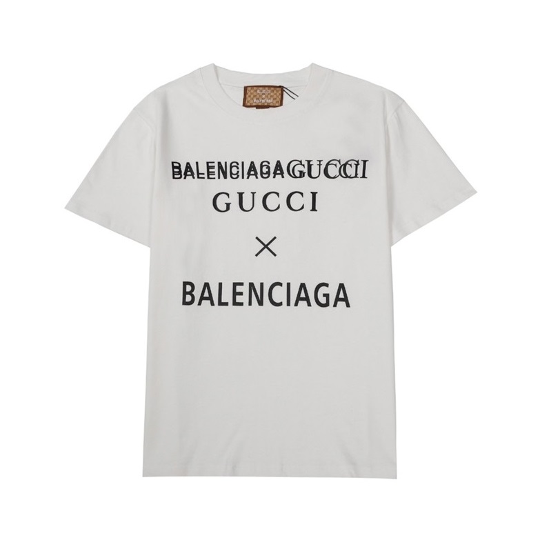 バレンシアガメンズクルーネックホワイト半袖Tシャツl01561