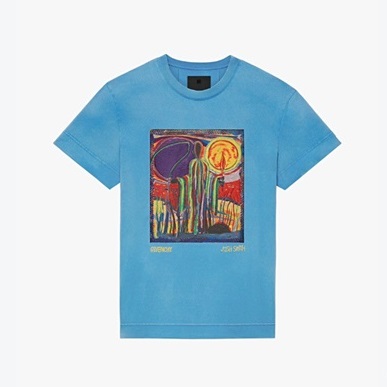 ジバンシィメンズクルーネックブルー半袖Tシャツv0728