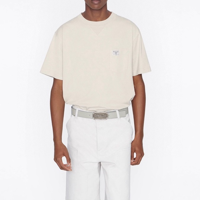 ディオールメンズキャメルクルーネック半袖Tシャツo01870