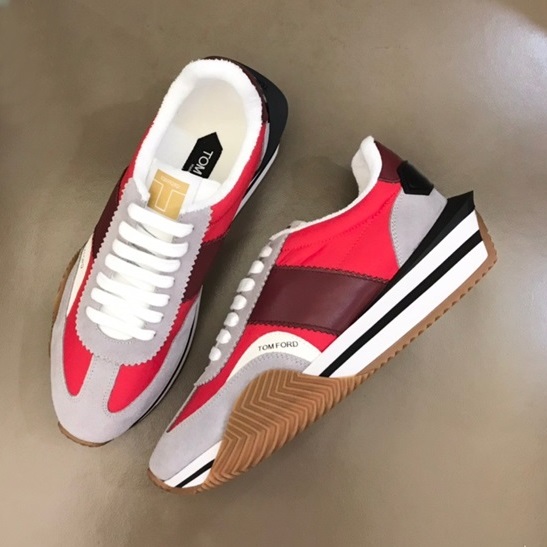 トムフォードメンズカジュアルレッドスニーカーf006