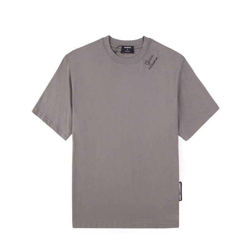 グッチユニセックスグレークルーネック半袖Tシャツc04898