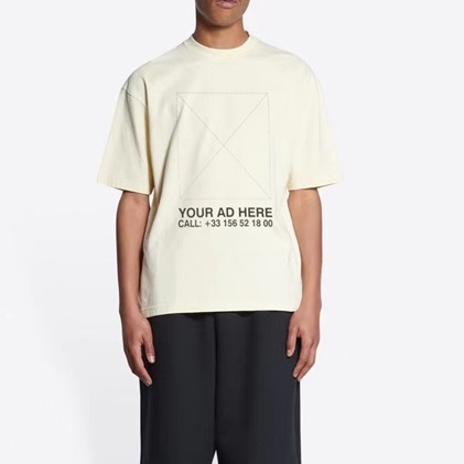 バレンシアガメンズクルーネックアイボリー半袖Tシャツl01569