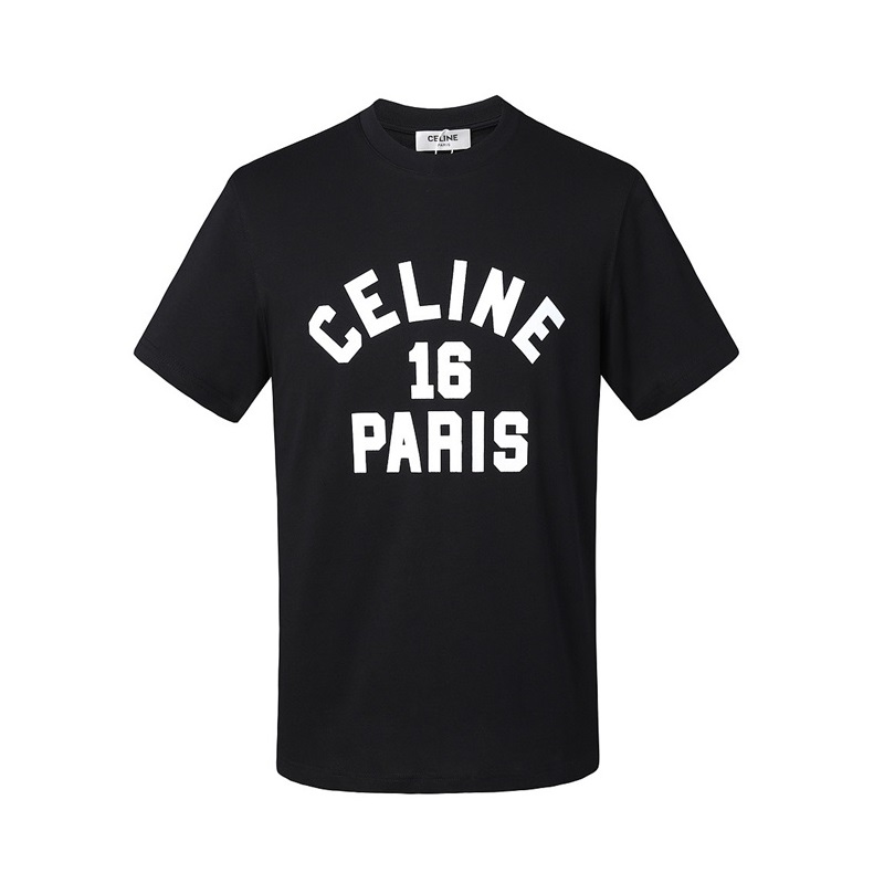 セリーヌメンズクルーネックブラック半袖Tシャツl0432