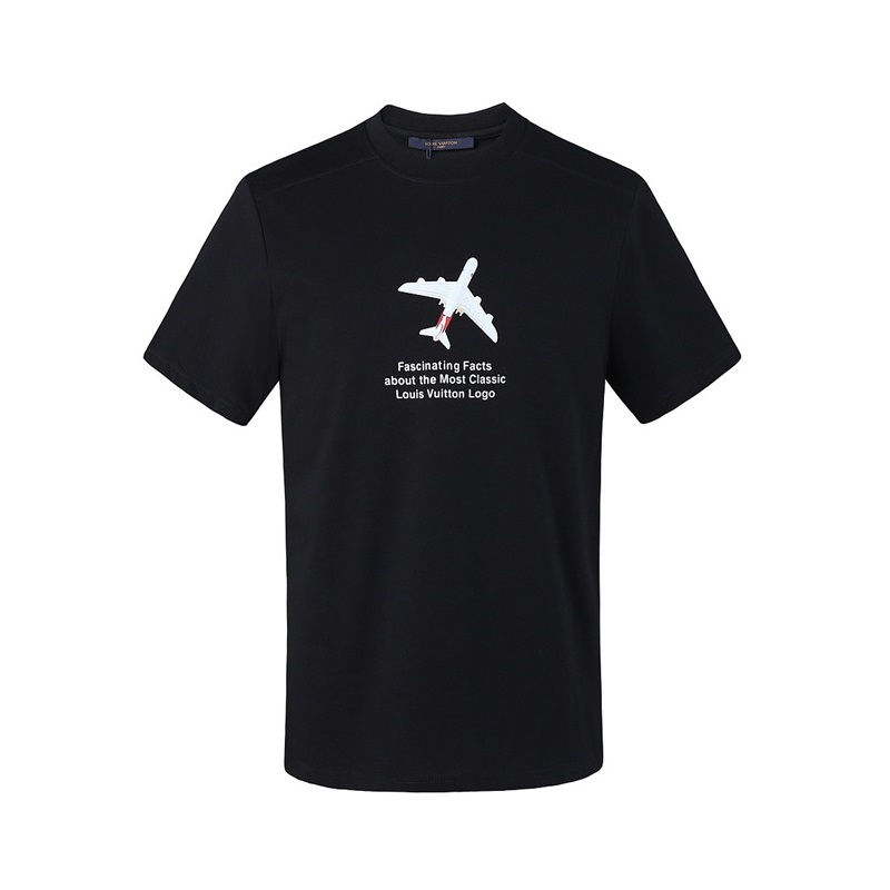 ルイヴィトンメンズブラッククルーネック半袖Tシャツu04914