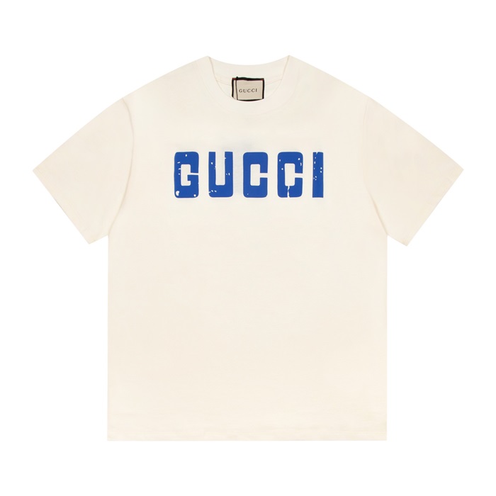 グッチユニセックスアイボリークルーネック半袖Tシャツc04901