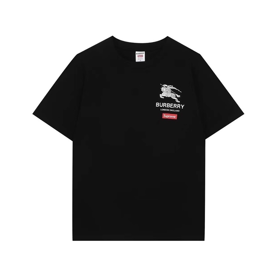 バーバリーメンズブラッククルーネック半袖Tシャツr04371