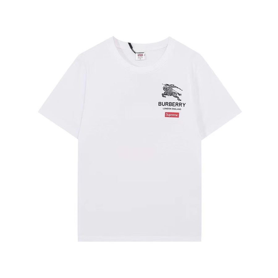 バーバリーメンズホワイトクルーネック半袖Tシャツr04372