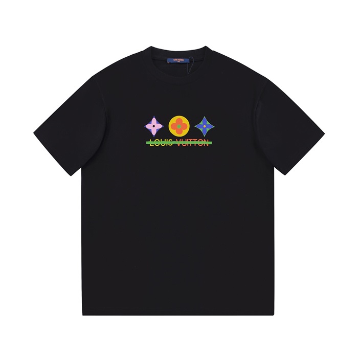 ルイヴィトンメンズブラッククルーネック半袖Tシャツu04923